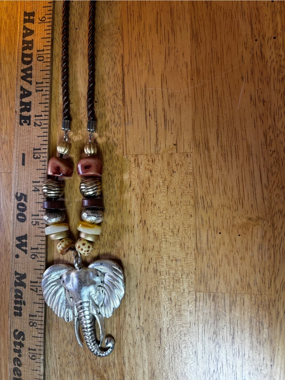 Boho Elephant Pendant Beaded Necklace Artisan Style Fashion Jewelry
